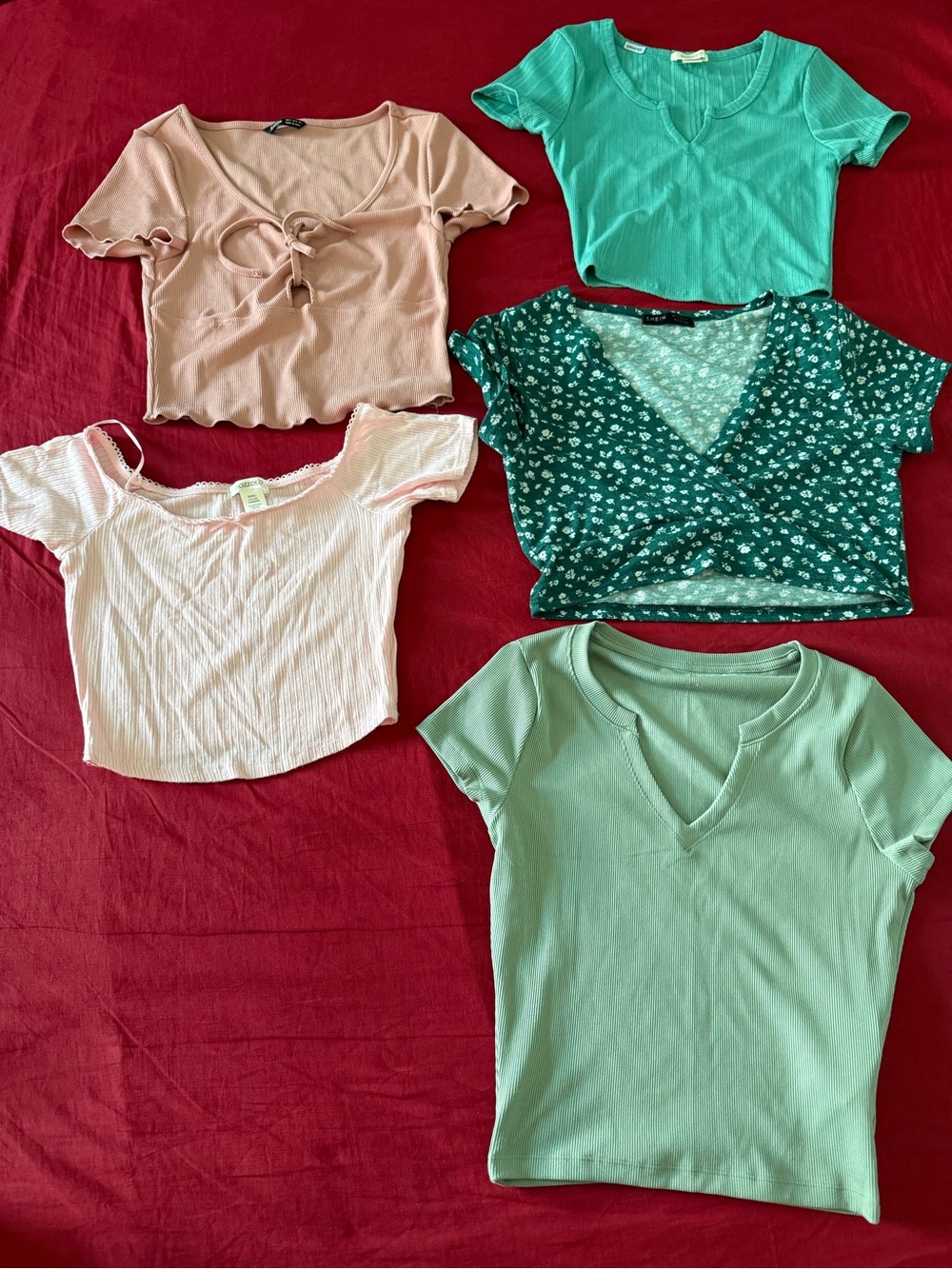 Assorted Women’s Crop Tops - Pink & Green Mix